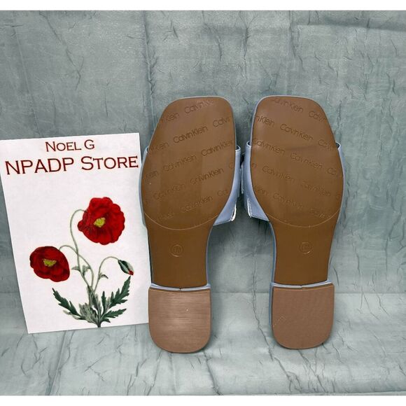 Calvin Klein Women's Tangelo Slip On Dress Flat Sandals - Light Blue 6M - Picture 4 of 6